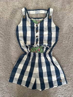 Matilda Jane 435 Country Roads Mameluco 10 Azul Marino + Blanco MJC Buffalo Pantalones Cortos a Cuadros Foto 1 de 4