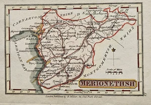 MERIONETH (Merionethshire) - Antique hand coloured Map, 1821 - Robert Miller - Picture 1 of 3
