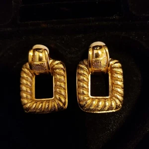 RAR! Vintage Givenchy Paris New York goldfarbene Türklopfer Designer Ohrringe - Bild 1 von 10