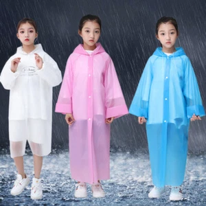 2X Children Kid Hooded suit Rain Cover Poncho Raincoat Jacket Coat Waterproof UK - Picture 1 of 13