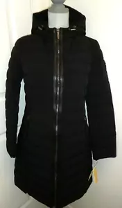 MICHAEL KORS Lightweight Packable Insulated Coat w/ Hood Black Nylon Size M - Picture 1 of 7