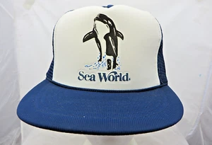 Sea World vtg 80s Trucker baseball cap hat adjustable snapback mesh Killer Whale - Picture 1 of 3