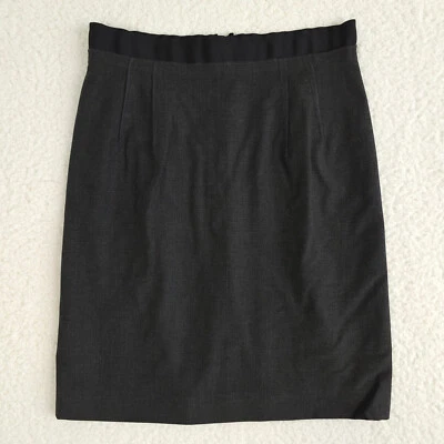 Falda Ann Taylor LOFT Mujer 2 Gris Plisado Cinta Cintura Expuesta Cremallera Carrera Foto 1 de 4