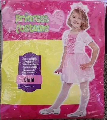 Princess Halloween Costume Amscan Girls Size 4-6 Embellished Dress And Tiara - Image 1 of 4