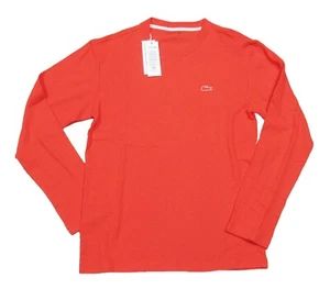 Lacoste Sleepwear Men's Orange-Red Waffle Knit Thermal Long Sleeve Lounge Shirt - Picture 1 of 3