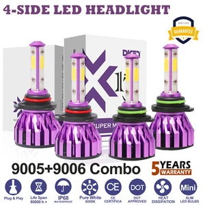 4side 9005+9006 LED Combo COB LED Headlight Kit 360000LM Light Bulbs Hi/Low Beam - Picture 1 of 23