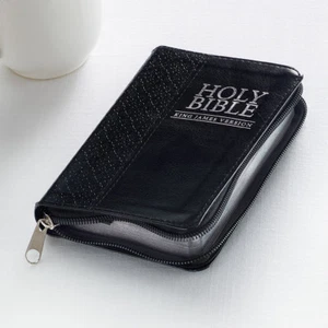 KJV HOLY BIBLE King James Version Black Mini Zippered Pocket Edition - Picture 1 of 5