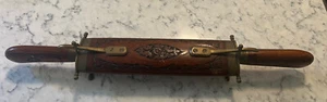 VINTAGE Knife And Fork Carving Set In Wood and Brass Trimmed Case MADE IN INDIA - Picture 1 of 7