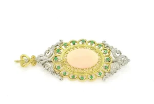 Ciondolo vintage con corallo e smeraldi - Picture 1 of 3