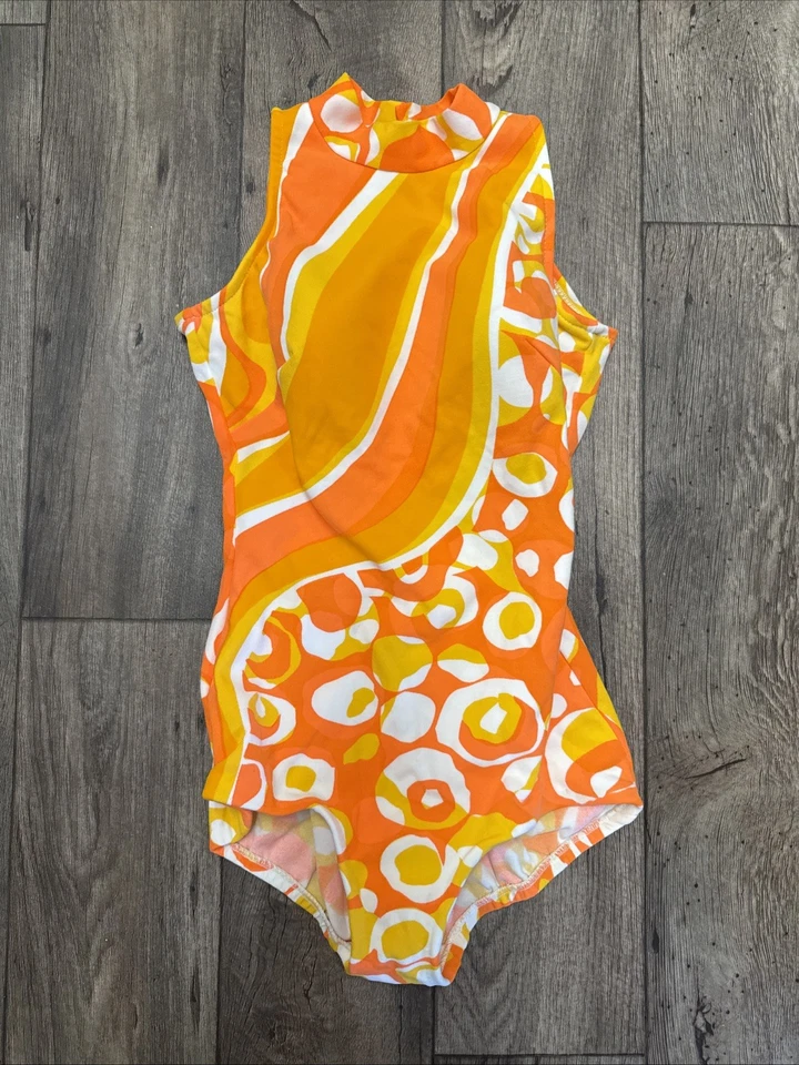 Maiô vintage anos 60 JANTZEN vibrante colorido peça única, retrô, tamanho 14, médio de hoje - Imagem 1 de 4