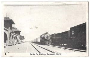 1910 Syracuse, Kansas - Estación de ferrocarril y tren - Postal DEPOT de colección - Imagen 1 de 2