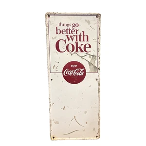 Vtg Authentic 1960 Era Coca Cola Sign “Things Go Better With Coke” Sign 30”x12” - Picture 1 of 11
