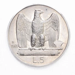 ITALIA Vittorio Emanuele III 5 Lire 1926 Rara - Argento Silver - Picture 1 of 2