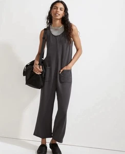 Madewell MWL tuta donna super spazzolata pull on taglia S grigia gamba larga ritagliata - Foto 1 di 8