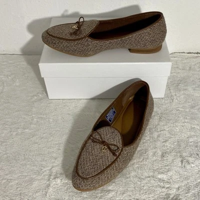 Nautica Kelline Herringbone Tweed Slip On Loafers Women’s Size 8.5 Brown White - Image 1 of 4