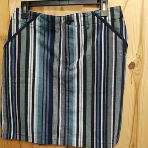 Pantalón Corto Christopher & Banks Talla 10 Azul Rayas Trasero Cintura Elástica Botón/Cremallera - Imagen 1 de 8