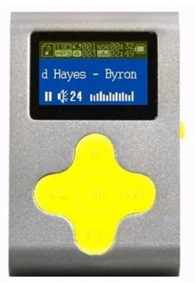 Eclipse Fit Clip 4GB 1" MP3 Player, Silver/Yellow Color - Image 1 of 3