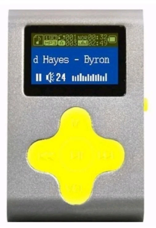 Eclipse Fit Clip 4GB 1" MP3 Player, Silver/Yellow Color - Image 1 of 3