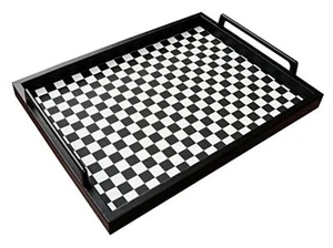 Living Room Coffee Table Decorative Tray, Food Black/White Checkerboard - Picture 1 of 7