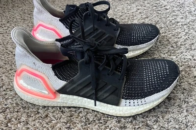 adidas Ultra Boost 19 Sneakers Womens 8.5 Pink Black Shoes Knit Slip On EF1625 - Image 1 of 4