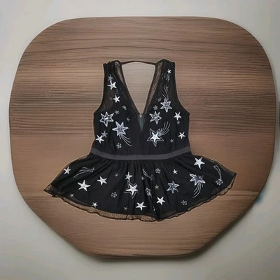 Blusa EXPRESS Celestial Cuello en V Peplum Sin Mangas Transparente Negro Plata Gemas Talla 6  Foto 1 de 4