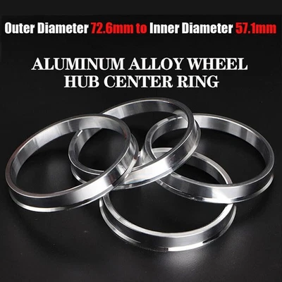 4Pcs Customized Alloy Centric Spigot Wheel Spacer Hub Rings 57.1mmID to 72.6mmOD - Image 1 of 4