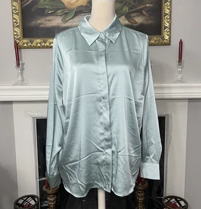 A New Day Boyfriend Hemd Button Down Hemd Satin Grün Größe XXL - Bild 1 von 5