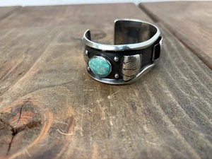 Vintage Sterling Silber Türkis Uhr Manschette Armband Signiert J Tully - Bild 1 von 10