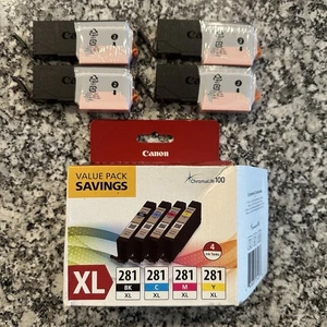 Open Box Canon CLI-281 XL Black Cyan Magenta Yellow 4 Ink Pack ChromaLife 100 - Picture 1 of 12