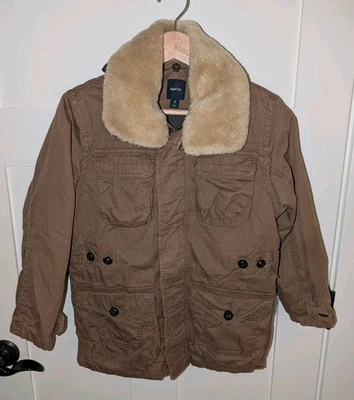 GAP Niños Chaqueta Niños Mediana 8 Marrón Sarga Tareas Abrigo Algodón Granero Caza Piel Y2K Foto 1 de 4