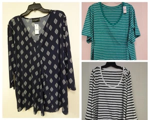 Lane Bryant, NWT, 3X, 26/28 Patterned Casual Short Sleeve Tops: Lot Of 3 - Picture 1 of 9