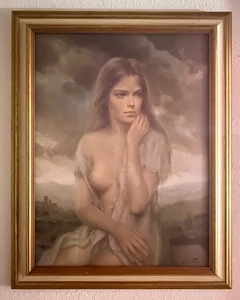 Vinciata Joseph Wallace King Retrato Femenino Semi Desnudo Estampado Texturizado Enmarcado - Imagen 1 de 14