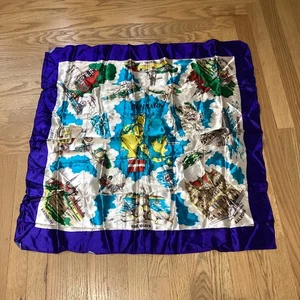 Dänemark DANMARK Schal Souvenir Reise Wahrzeichen 31" quadratisch blauer Rand - Bild 1 von 6