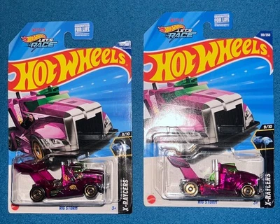 2025 HOT WHEELS  TREASURE HUNT - RIG STORM - ONE REGULAR AND ONE ERROR NO DECALS - Image 1 of 4