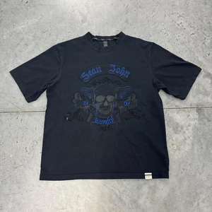 Vintage Y2K Sean John Herren schwarz Totenkopf Loyalty Grafik T-Shirt Gr. XL Grunge - Bild 1 von 6