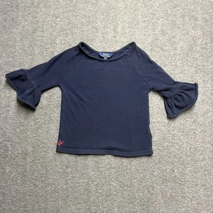 Polo Ralph Lauren 3/4 Sleeve Sweater Shirt Girls Size M (8/10) Navy Blue Cotton - Picture 1 of 5