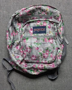 Jansport Plumeria floral backpack pink Grey College School Hiking - Picture 1 of 6