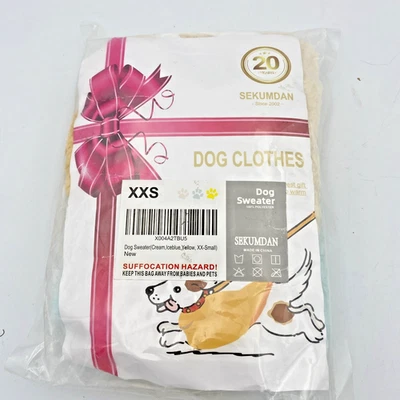 SEKUMDAN Dog Sweater, 3 Pack (Ivory, Pumpkin Orange, Blue), Size XXS - Image 1 of 3