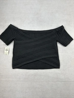 Suéter corto Aerie para mujer frente cruzado gris talla pequeña Foto 1 de 4