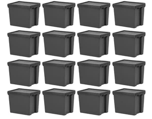 16 x 24L Heavy Duty Recycled Plastic Storage Boxes with Lids WHOLESALE BULK BUY - Picture 1 of 9