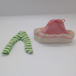Strawberry Shortcake Cafe Ole rosa Mütze und gestreifte Strumpfhose Vintage *LESEN* - Bild 1 von 10