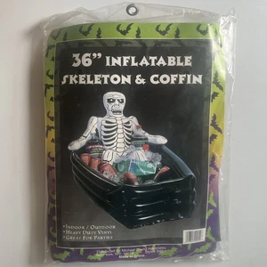 Inflatable Skeleton & Coffin Cooler 36" Vinyl Halloween Party Michael Chung - Picture 1 of 4