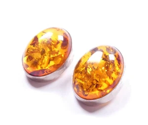 Pendientes ámbar vintage con clip de plata de ley 925 10,2 g 2,3 cm x 1,7 cm - Imagen 1 de 8