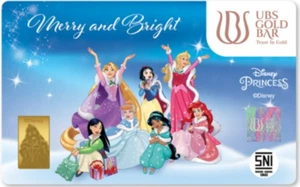Disney Princess Solid Gold 24kC Castle 1 Gr Christmas Merry Gift Card Collection - Picture 1 of 3