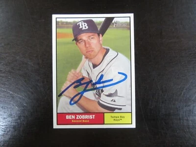 2010 Topps Heritage # 355 Ben Zobrist Autograph Signed Card (C) Tampa Bay Rays - Image 1 of 2