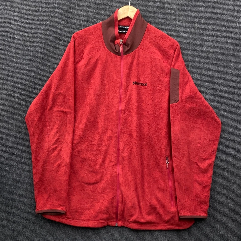 Marmot Mens Micro Fleece Jacket Full Zip Rust Zipped Pockets Polartec 2XL - Image 1 of 4