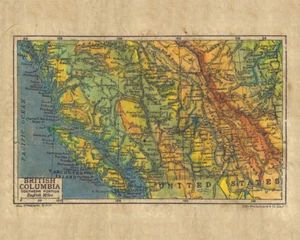 British Columbia 1906 Historische Karte Reproduktion Kunstwerk Wandkunstdruck Vintage - Bild 1 von 1