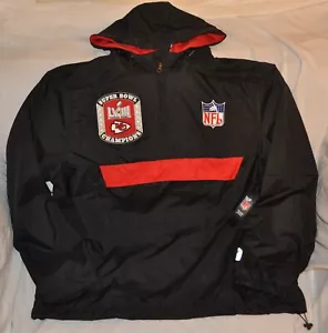 Giacca con cappuccio 1/4 con cappuccio Kansas City Chiefs Super Bowl LVIII uomo grande NUOVA con etichetta - Foto 1 di 7