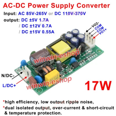 AC-DC 110V 220V 230V to DC ±5V ±12V±15V Dual Output  Down Switching Power Supply - Image 1 of 3