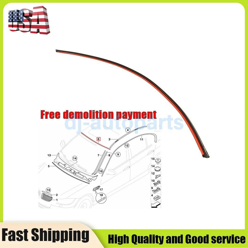 Front Upper Windshield Moulding Seal for BMW 3 Serise E90 320i 330i 325i 328i M3 Foto 1 de 4